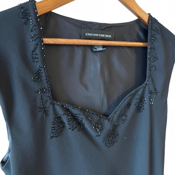 Jones New York Vintage Black Beaded Midi Dress – Size 10 - Picture 3 of 7